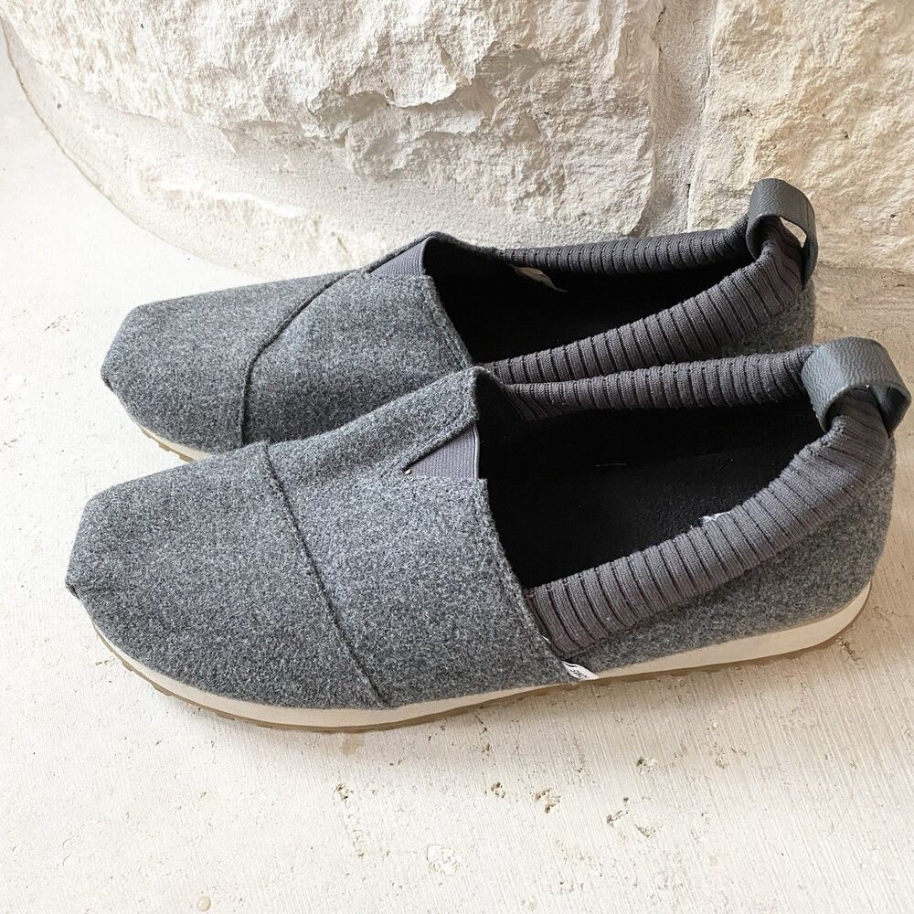 Toms Classic Earthwise Flannel Slip-on Shoes Men Sz 10 Gray Eco Friendly